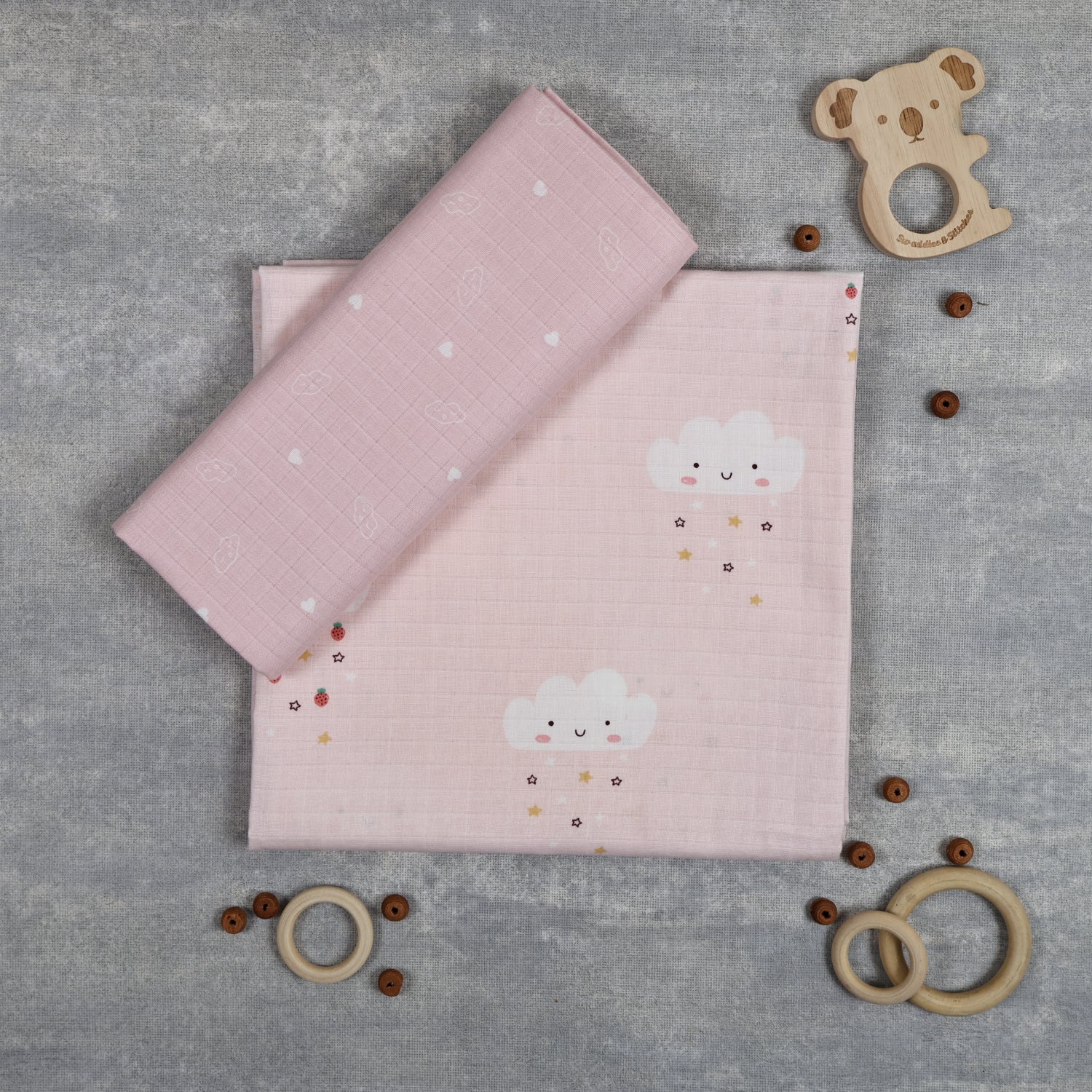 Pink Clouds & Stars Swaddles Set of 2