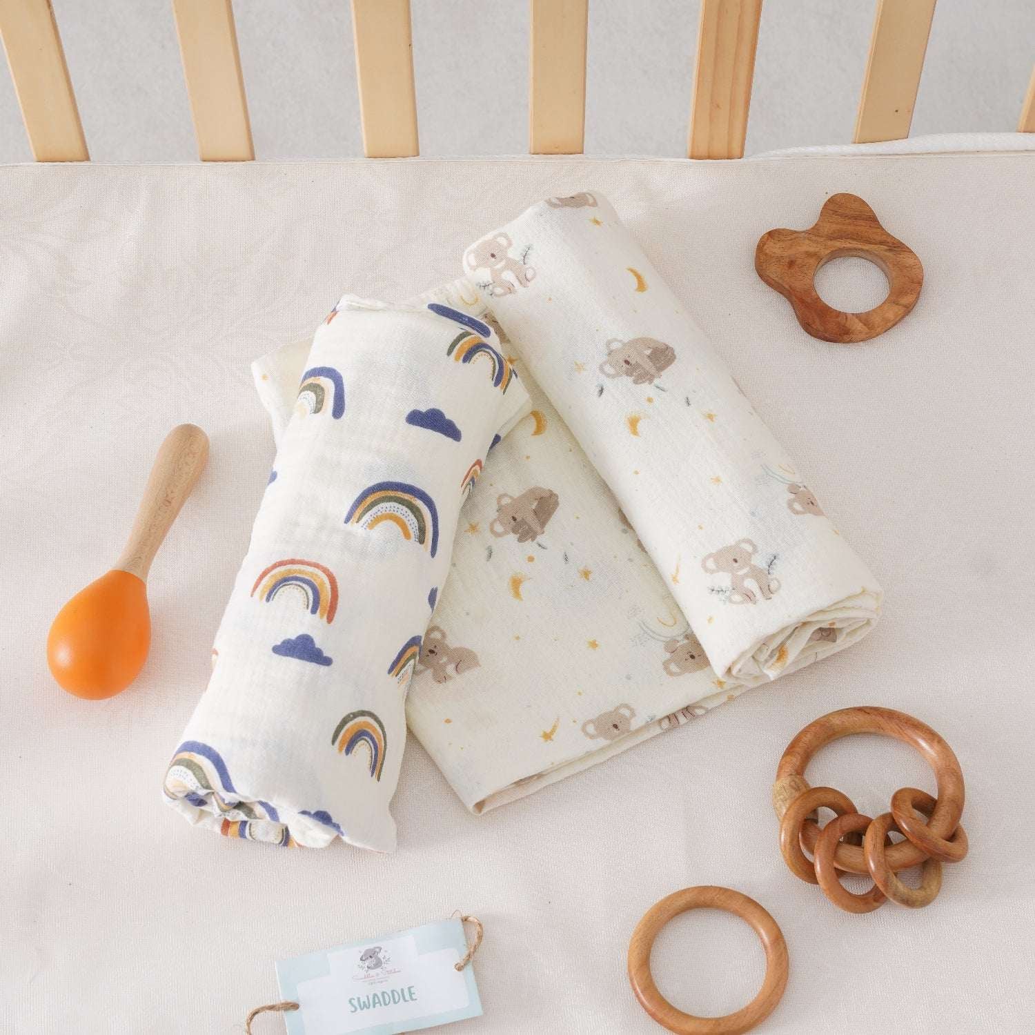 Rainbow Magic & Naughty Koala Swaddles Set of 2