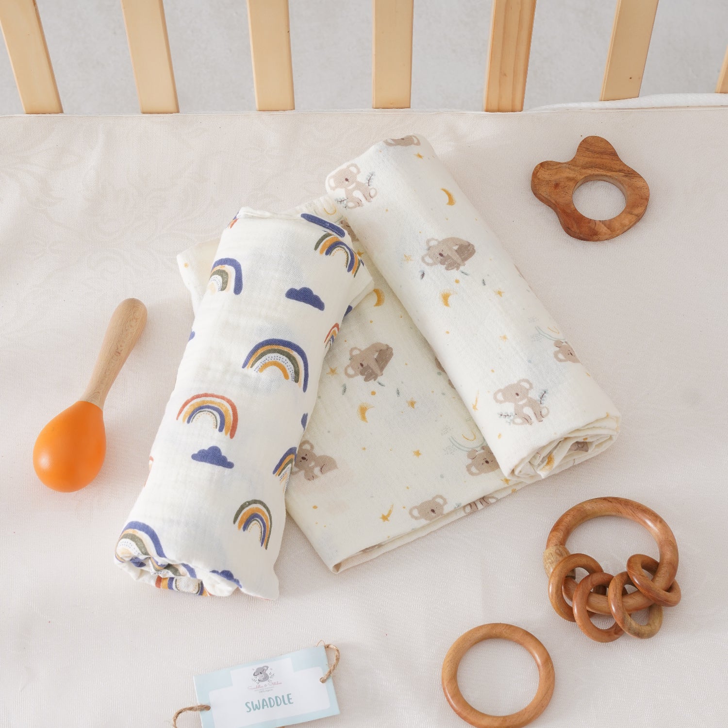 Rainbow Magic & Naughty Koala Swaddles Set of 2