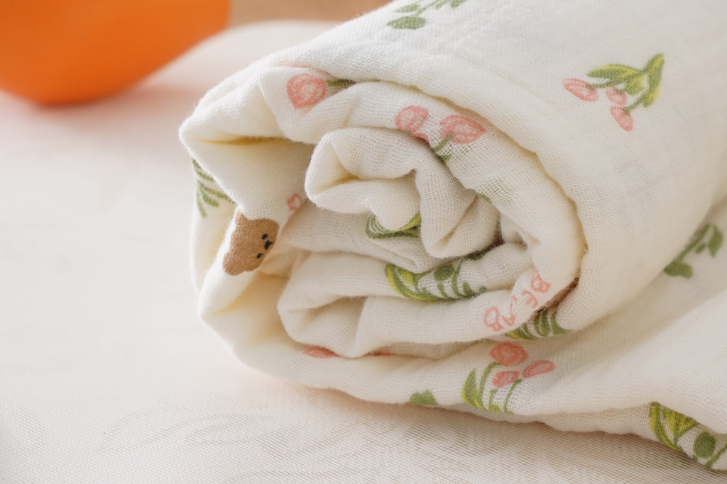 Tulips & Bears Muslin Swaddles