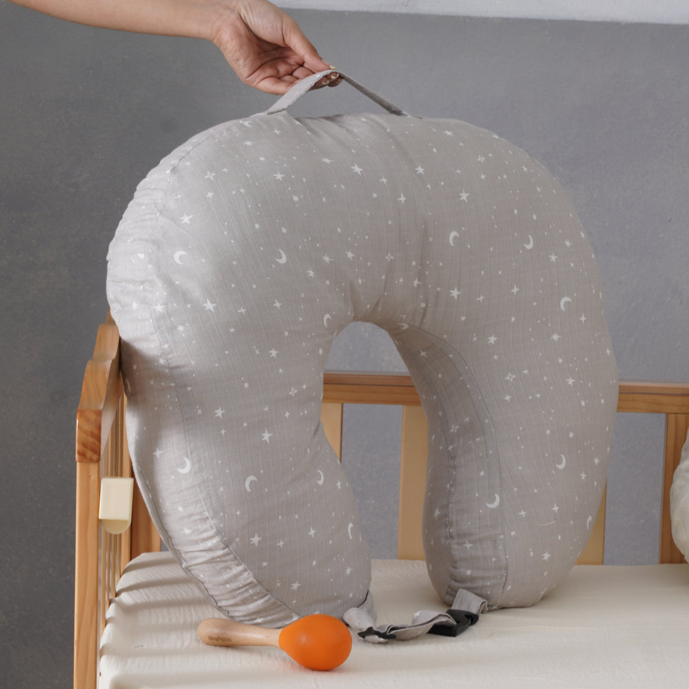 Grey Stars Feeding Pillow