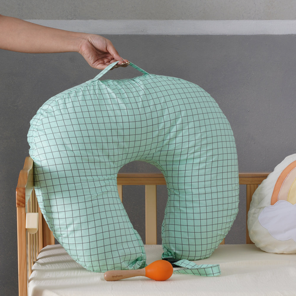 Checkered Green Feeding Pillow