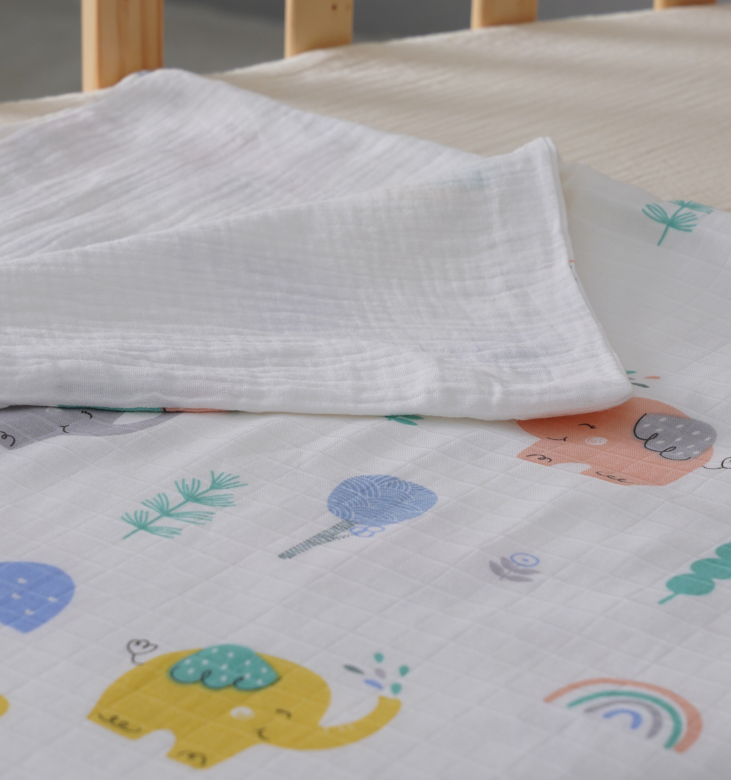 Elephants & Rainbows Muslin Dohar