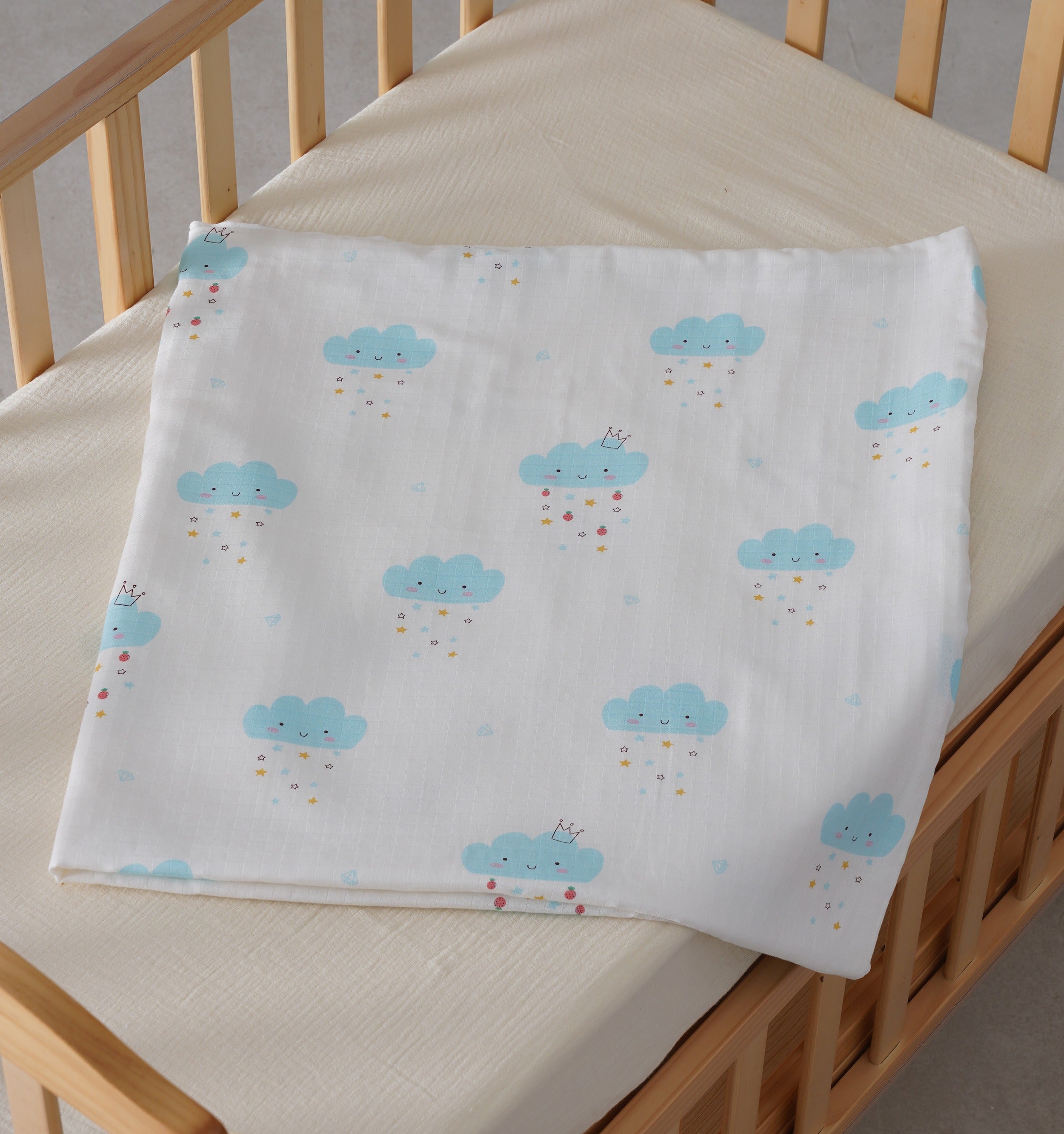 Little Blue Clouds Muslin Dohar