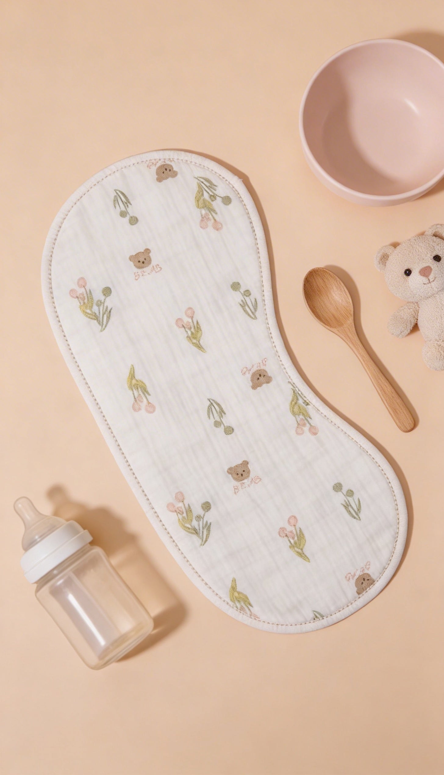 Tulips & Bears Burp Cloth