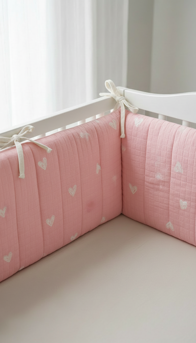Little Pink Hearts Cot Bumpers